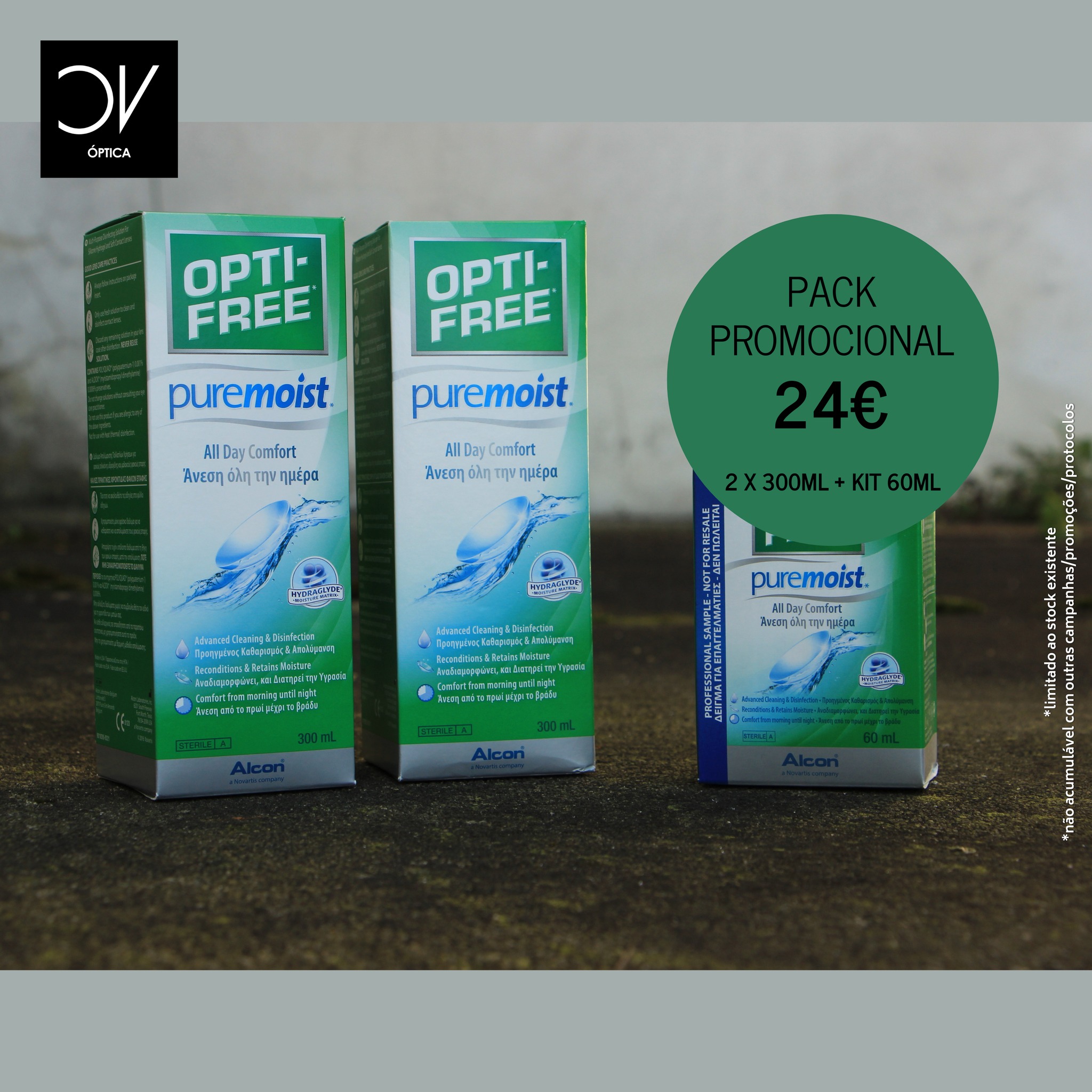 Opti-Free Pure Moist 300 ML 2x 300 ML + Oferta Kit de 60 ML